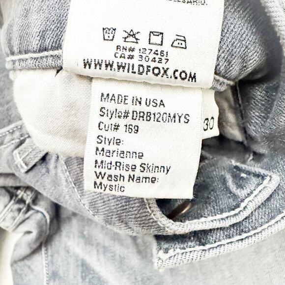 Wildfox The Marianne Mid Rise Skinny Mystic Charcoal Gray Denim Jean Size 30 NWT - Picture 7 of 8
